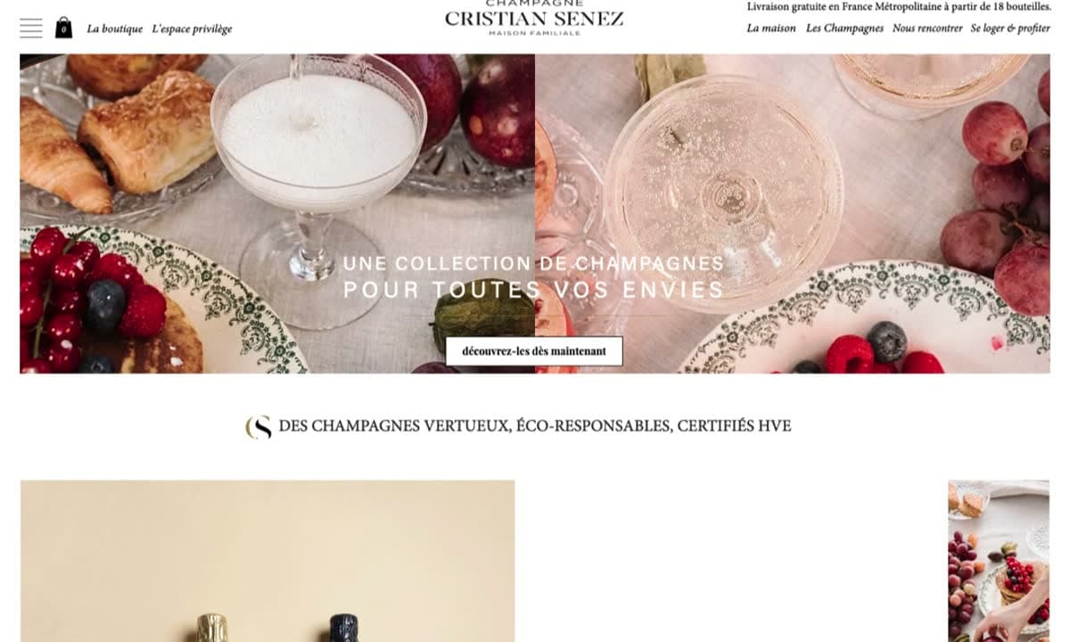 Mockup du site Champagne Senez